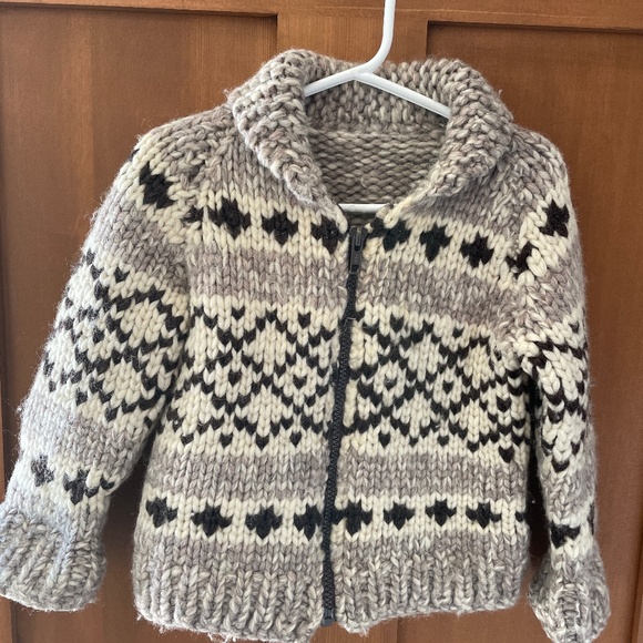 Vintage Cowichan wool zip up sweater kids - Picture 1 of 2